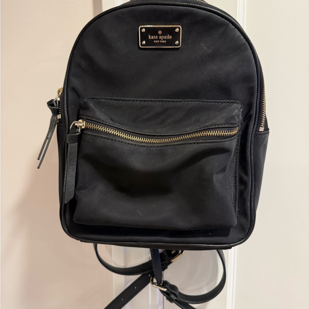 kate spade black nylon mini backpack with gold hardware